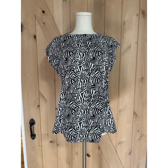 Michael Kors | NWT Zebra Twist Crew Neck Short Sleeve Top | Size Large - Picture 1 of 11